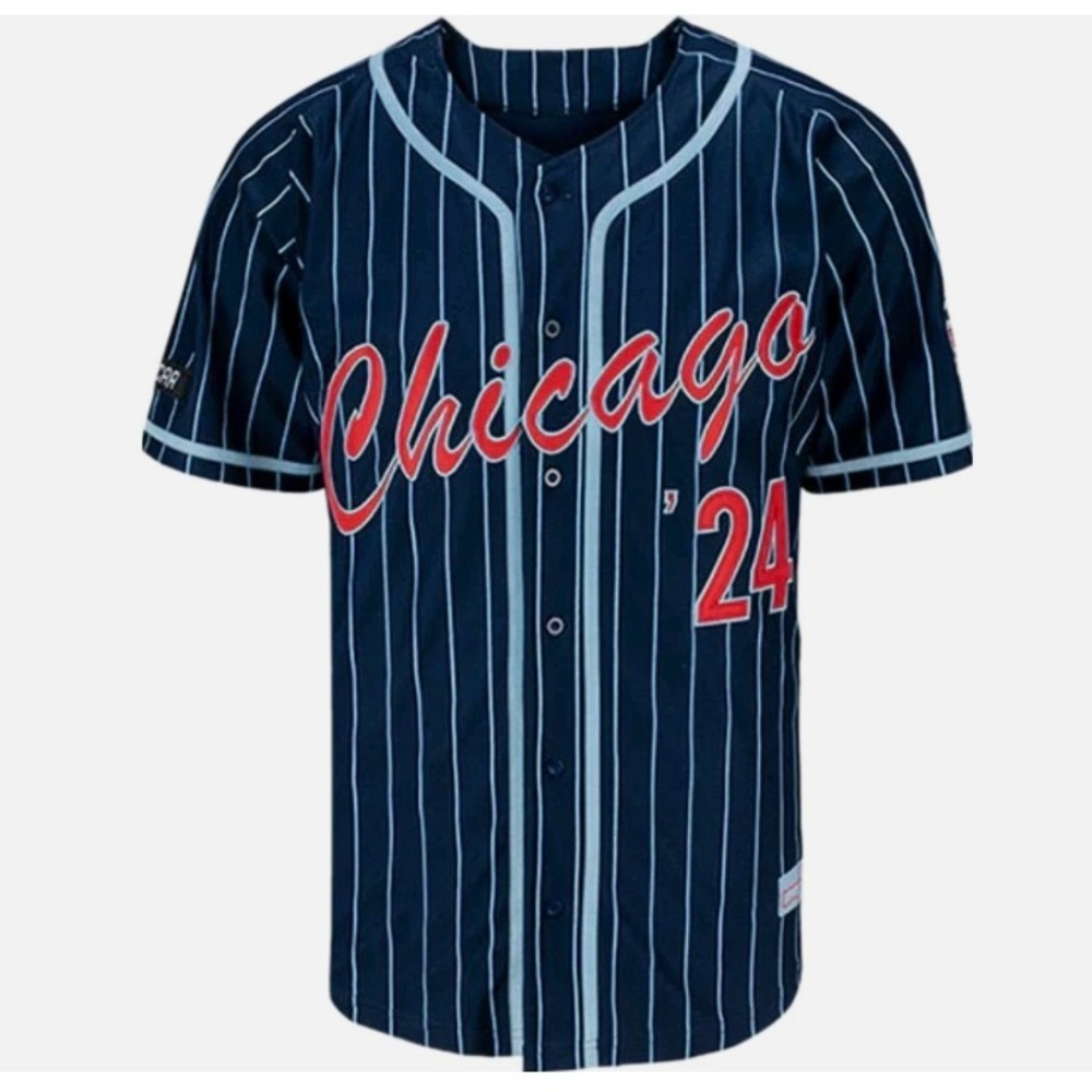 NASCAR® (Men's XL) Chicago Street Race Baseball Jersey in Pinstripe Navy